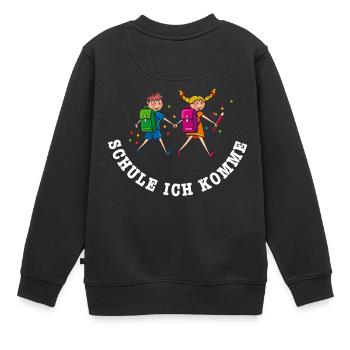 Schule ich komme, Einschulung - Kinder Premium Organic Sweatshirt - Schwarz - Hinten - AI Model Kid Female (0cm)
