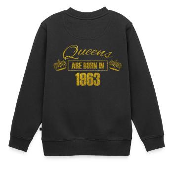 queens are born in 1963 - Geburtstag Koenigin Gold - Kinder Premium Organic Sweatshirt - Schwarz - Hinten - AI Model Kid Female (0cm)