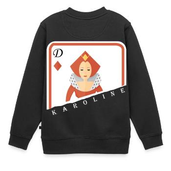 Karoline Dame Kartenspiel ! - Kinder Premium Organic Sweatshirt - Schwarz - Hinten - AI Model Kid Female (0cm)
