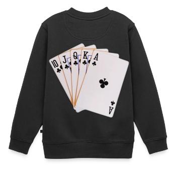 Poker, Royal Flush Kreuz. Geschenkidee - Kinder Premium Organic Sweatshirt - Schwarz - Hinten - AI Model Kid Female (0cm)