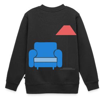 canapé canapé chaise chaise chaise table lamp lampe benc - Sweat Premium enfant bio - noir - Dos - AI Model Kid Female (0cm)