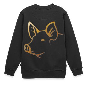 Schwein - Schweinekopf Bauernhof Tier - Kinder Premium Organic Sweatshirt - Schwarz - Hinten - AI Model Kid Female (0cm)