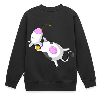 Entspannte Comic Kuh - Kinder Premium Organic Sweatshirt - Schwarz - Hinten - AI Model Kid Female (0cm)