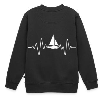 Schiff Herzschlag Seefahrt - Kinder Premium Organic Sweatshirt - Schwarz - Hinten - AI Model Kid Female (0cm)