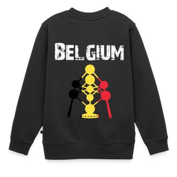 Nation-Design Belgium Atomium brwGB - Kinder Premium Organic Sweatshirt - Schwarz - Hinten - AI Model Kid Female (0cm)