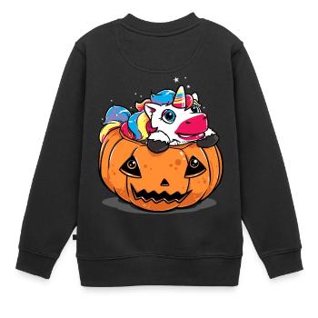 Halloween Costume drôle chat cadeau citrouille douce - Sweat Premium enfant bio - noir - Dos - AI Model Kid Female (0cm)