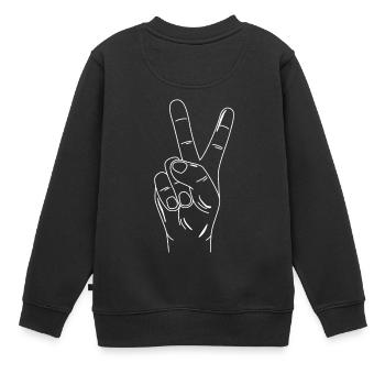 Peace Zeichen Peacefinger Finger Geschenk Zeichen - Kinder Premium Organic Sweatshirt - Schwarz - Hinten - AI Model Kid Female (0cm)
