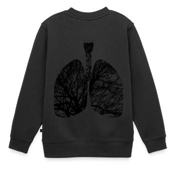 Natur Lunge Baum - Kinder Premium Organic Sweatshirt - Schwarz - Hinten - AI Model Kid Female (0cm)