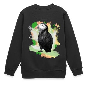 Macareux Graffiti - Sweat Premium enfant bio - noir - Dos - AI Model Kid Female (0cm)