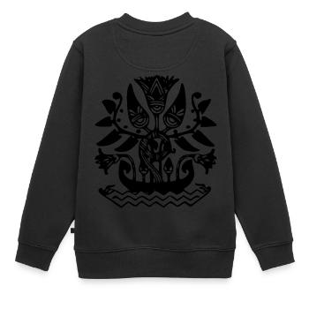 Tatouage antique - Sweat Premium enfant bio - noir - Dos - AI Model Kid Female (0cm)