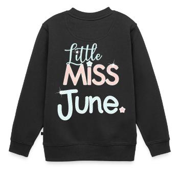 Fille d'anniversaire de juin Mlle June - Sweat Premium enfant bio - noir - Dos - AI Model Kid Female (0cm)