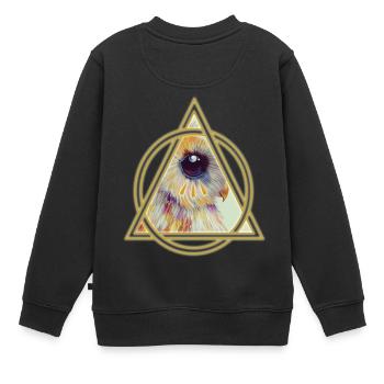 Illuminati Owl - Kinder Premium Organic Sweatshirt - Schwarz - Hinten - AI Model Kid Female (0cm)