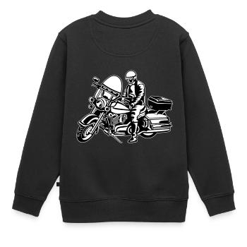Chopper / Motorrad 05_schwarz weiß - Kinder Premium Organic Sweatshirt - Schwarz - Hinten - AI Model Kid Female (0cm)