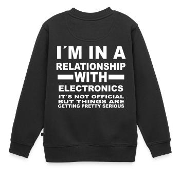 relationship with ELECTRONICS - Kids Premium Organic Sweatshirt - black - Back - AI Model Kid Female (0cm)