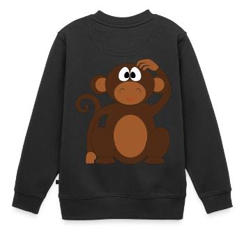Affe - Kinder Premium Organic Sweatshirt - Schwarz - Hinten - AI Model Kid Female (0cm)