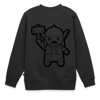 THOR MIT HAMMER Superheld Minifigur - Kinder Premium Organic Sweatshirt - Schwarz - Hinten - AI Model Kid Female (0cm)