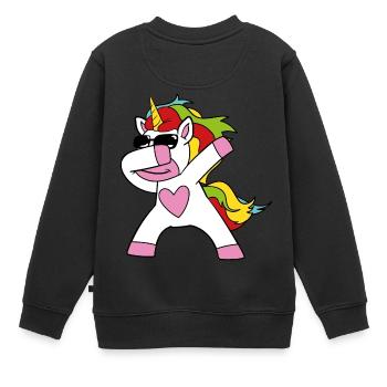 Tamponner, licorne - Sweat Premium enfant bio - noir - Dos - AI Model Kid Female (0cm)
