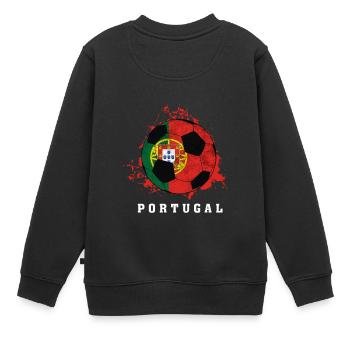 Portugal - Fussball - Weltmeisterschaft - Kinder Premium Organic Sweatshirt - Schwarz - Hinten - AI Model Kid Female (0cm)