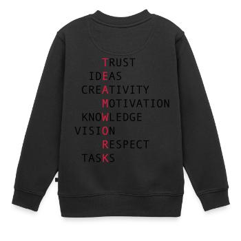 TEAMWORK - Kinder Premium Organic Sweatshirt - Schwarz - Hinten - AI Model Kid Female (0cm)
