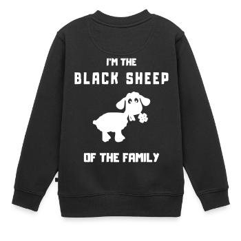 Mouton noir de la famille - mouton noir - Sweat Premium enfant bio - noir - Dos - AI Model Kid Female (0cm)