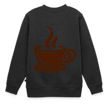 Kaffee - Kinder Premium Organic Sweatshirt - Schwarz - Hinten - AI Model Kid Female (0cm)