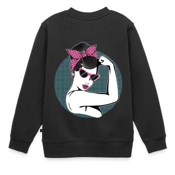 Rockabilly Fille - Sweat Premium enfant bio - noir - Dos - AI Model Kid Female (0cm)