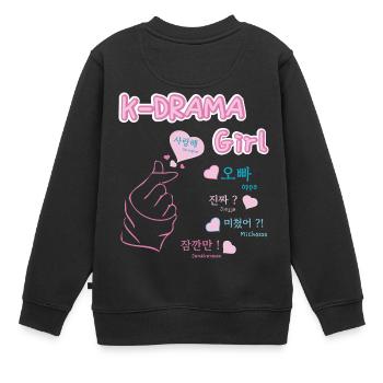 K-Drama Mädchen, koreanisches Drama, Fingerherz - Kinder Premium Organic Sweatshirt - Schwarz - Hinten - AI Model Kid Female (0cm)