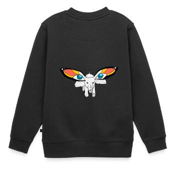 Butterfly Elefant - Kinder Premium Organic Sweatshirt - Schwarz - Hinten - AI Model Kid Female (0cm)