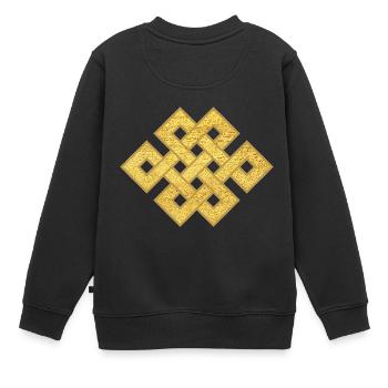 Nœud sans fin Symbole Connexion Protection Bouddhiste - Sweat Premium enfant bio - noir - Dos - AI Model Kid Female (0cm)