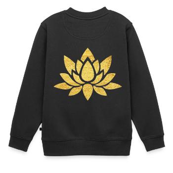 Lotusblume - Kinder Premium Organic Sweatshirt - Schwarz - Hinten - AI Model Kid Female (0cm)