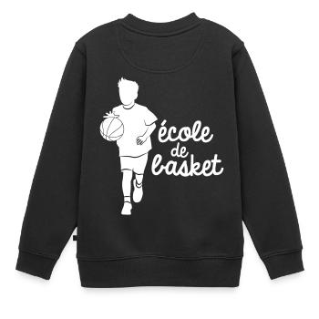 Ecole de basket-ball - Sweat Premium enfant bio - noir - Dos - AI Model Kid Female (0cm)