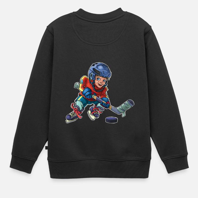 Kleiner Hockeyspieler - Kinder Premium Organic Sweatshirt - Schwarz
