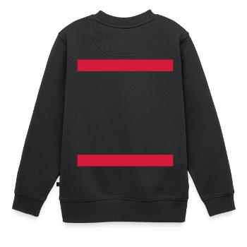 ROTE STREIFEN - Kinder Premium Organic Sweatshirt - Schwarz - Hinten - AI Model Kid Female (0cm)