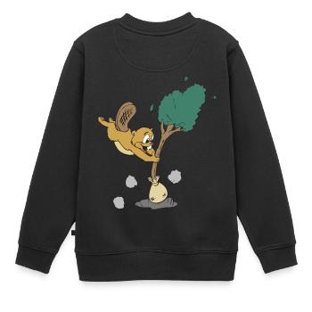beaver flannelette animal animals9 - Kids Premium Organic Sweatshirt - black - Back - AI Model Kid Female (0cm)