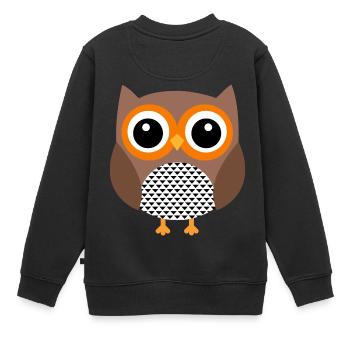 hibou hibou hibou hibou animaux animaux - Sweat Premium enfant bio - noir - Dos - AI Model Kid Female (0cm)
