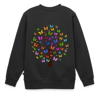 baum tree baumstamm wald forest woods77 - Kinder Premium Organic Sweatshirt - Schwarz - Hinten - AI Model Kid Female (0cm)