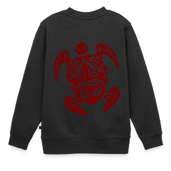 Tatouage tortue rouge maori - Sweat Premium enfant bio - noir - Dos - AI Model Kid Female (0cm)