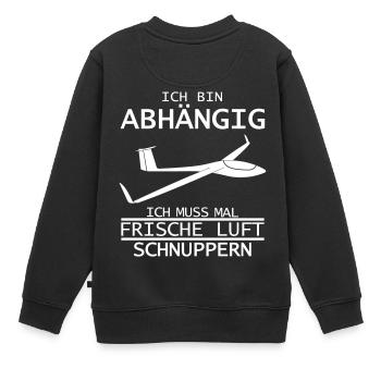 Abhängigkeit Segelflieger Segelflugzeug lustig - Kinder Premium Organic Sweatshirt - Schwarz - Hinten - AI Model Kid Female (0cm)