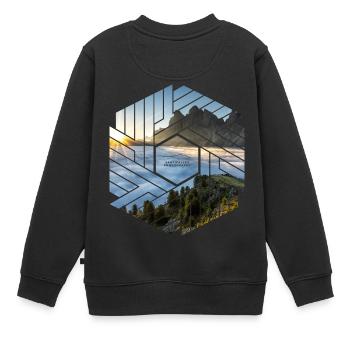 Dolomiten Berglandschaft Grafikdesign - Kinder Premium Organic Sweatshirt - Schwarz - Hinten - AI Model Kid Female (0cm)