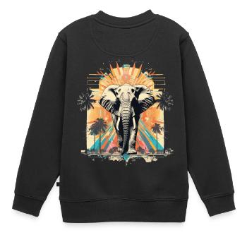 Vintage Elefant im Retro Sommer Tropen Style - Kinder Premium Organic Sweatshirt - Schwarz - Hinten - AI Model Kid Female (0cm)