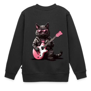 Cool Cat Serenade : épaisse, rose et épique - Sweat Premium enfant bio - noir - Dos - AI Model Kid Female (0cm)