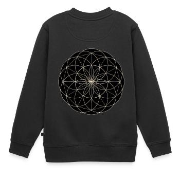 Heilige Geometrie Blume - Kinder Premium Organic Sweatshirt - Schwarz - Hinten - AI Model Kid Female (0cm)
