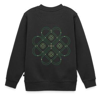 Kleeblatt - Kinder Premium Organic Sweatshirt - Schwarz - Hinten - AI Model Kid Female (0cm)