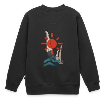 Sprung - Kinder Premium Organic Sweatshirt - Schwarz - Hinten - AI Model Kid Female (0cm)