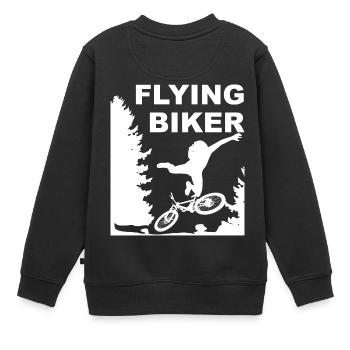 Abfliegender Biker MTB Fahrrad Wald Abflug Sturz - Kinder Premium Organic Sweatshirt - Schwarz - Hinten - AI Model Kid Female (0cm)