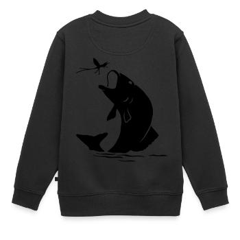 Fly fishing fish in insect gift - Kids Premium Organic Sweatshirt - black - Back - AI Model Kid Female (0cm)