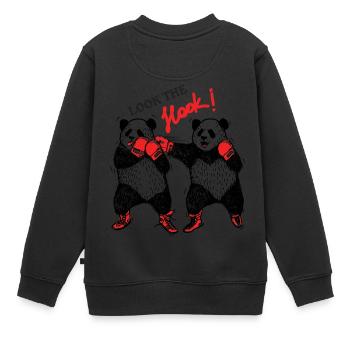 boxende Pandabären teilen aus - Kinder Premium Organic Sweatshirt - Schwarz - Hinten - AI Model Kid Female (0cm)