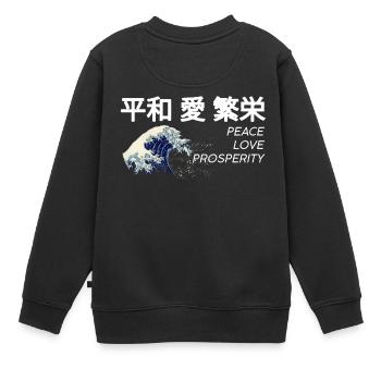 Paix Amour Prospérité Japon cadeau japonais - Sweat Premium enfant bio - noir - Dos - AI Model Kid Female (0cm)