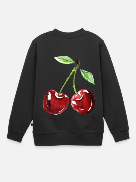 Kirsche - Kinder Premium Organic Sweatshirt - Schwarz