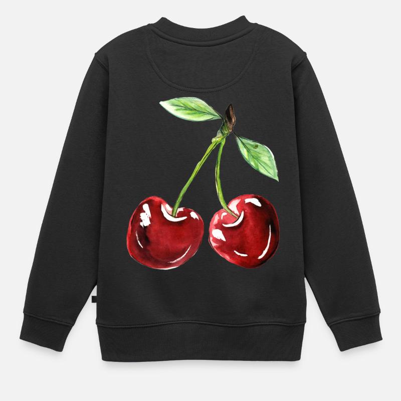 Kirsche - Kinder Premium Organic Sweatshirt - Schwarz